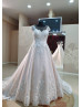 Cap Sleeves Lace Tulle Plus Size Wedding Dress